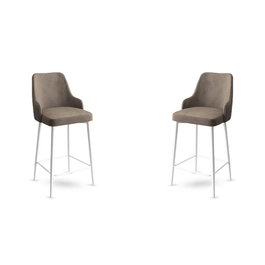 Hanah Home Juego de 2 Taburetes de Bar Cappuccino y Blanco - 45x105x43 cm